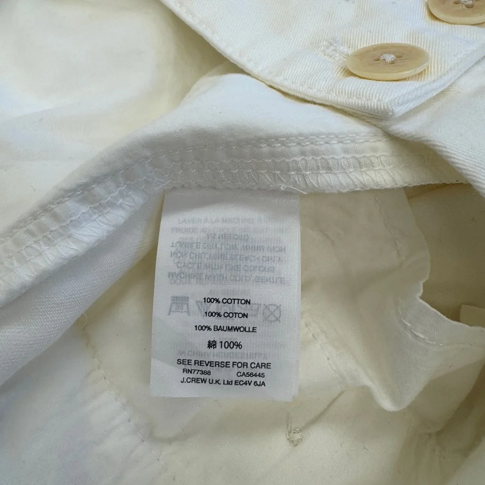 J. Crew 100% Cotton Cropped Sailor Chino Pants Button front & Tie back Size 10